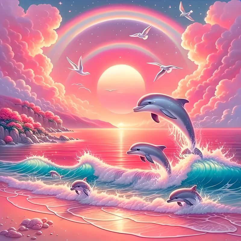 Resin Art Kit - Perlengkapan Lukisan Berlian, Pola Langit Merah