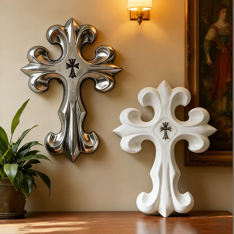 Resin Art Sculptures - Dekorasi Dinding Salib Retro Gaya Gotik