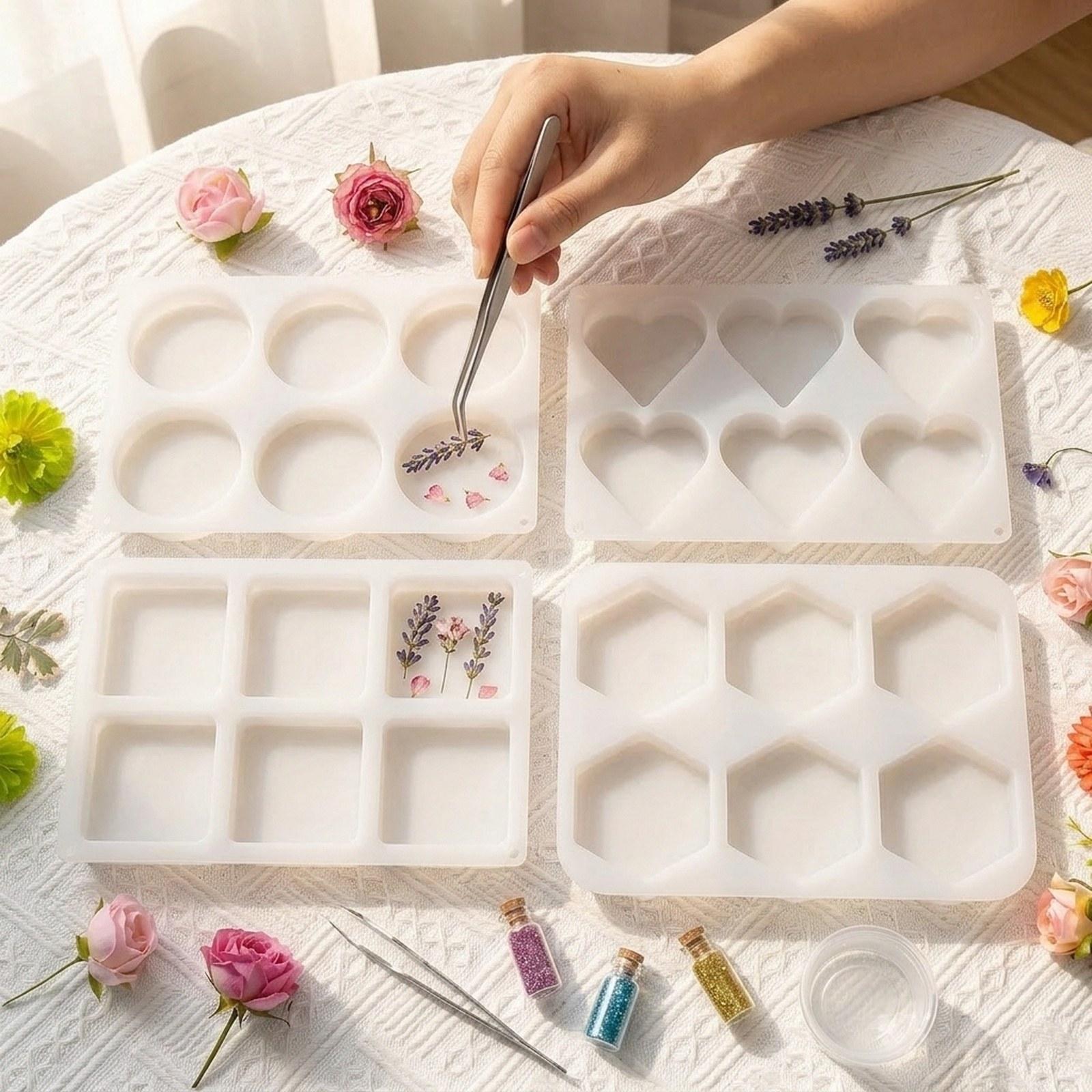 Coaster Mold Square - 4Pcs Cetakan Coaster Resin Dalam Bentuk