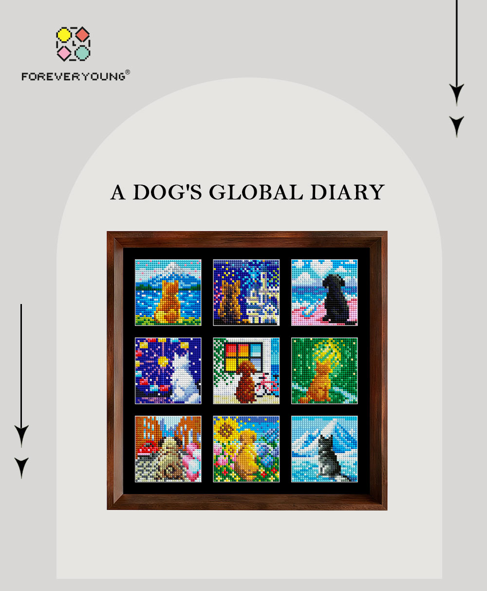 Resin Art Kit - Kit Lukisan Berlian Pemandangan Perjalanan Anjing