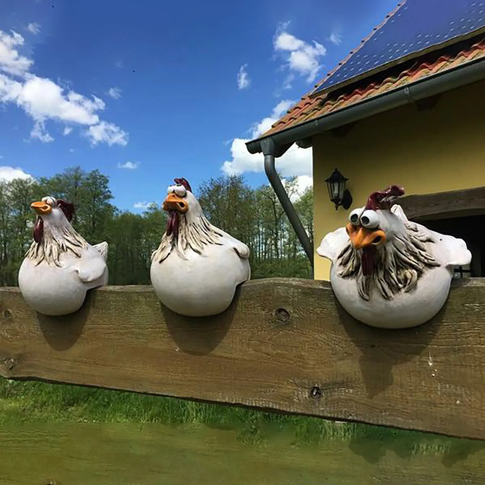 Resin Art Sculptures - Dekorasi pagar ayam lucu, patung Resin,