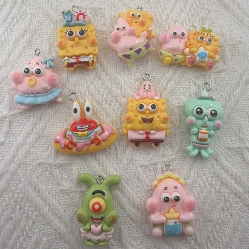 Resin Art Diy Kit - 10 buah liontin resin kartun, anting-anting