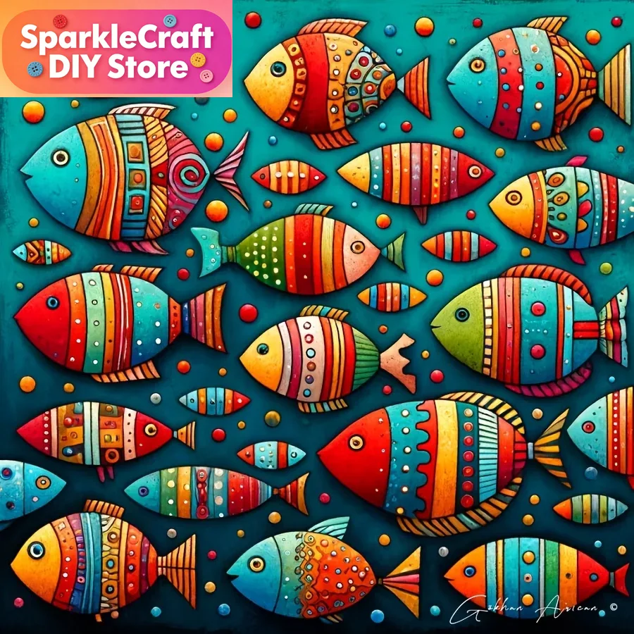 Resin Art Kit - Kit Lukisan Berlian 5D Ikan Warna-warni