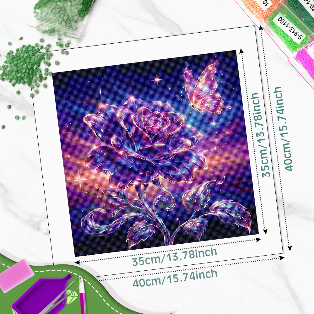 Lukisan Berlian Bulat Persegi  - Resin Art Rose ulasan dan harga