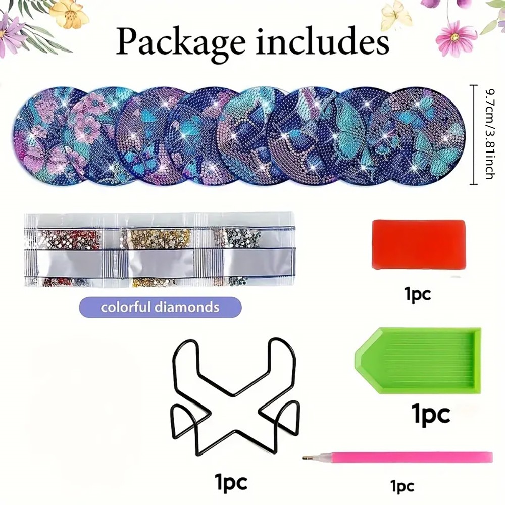 8 Coasters Lukisan Berlian den - Resin Art For Beginner ulasan dan harga