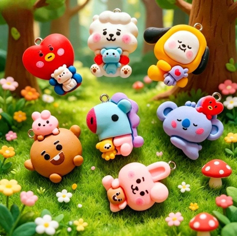 7pcs BT21 Resin Kartun Charm A - Resin Art Diy Kit ulasan dan harga