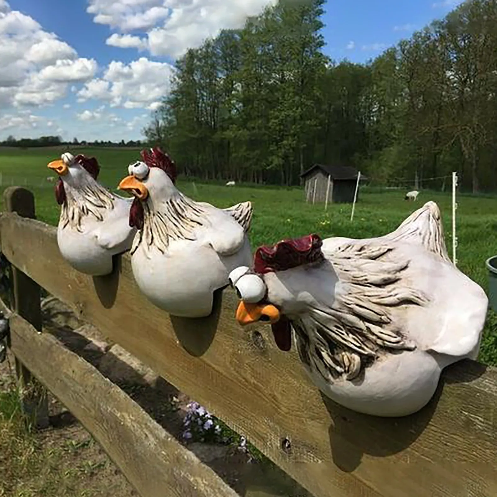 Dekorasi pagar ayam lucu, patu - Resin Art Sculptures ulasan dan harga